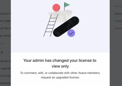 Notifying a user that their license has been changed to view only.