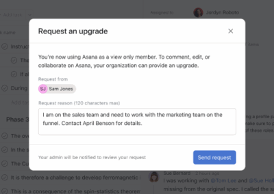 Asana user requesting an upgrade